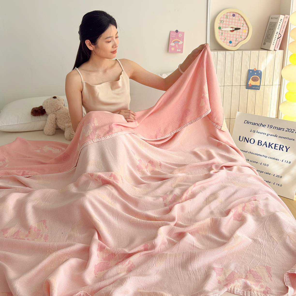 91家纺网 家纺一手货源 找家纺 棠薇家纺 2026新款竹纤维毯子冷感毯毛巾被柔滑多功能夏凉毯盖毯纱发毯办公室午休毯 蝴蝶飞飞