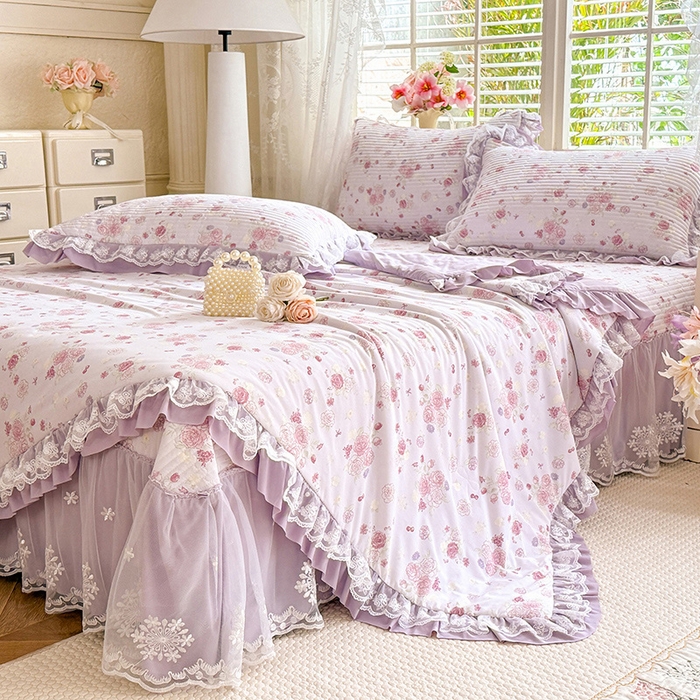 91家纺网 家纺一手货源 找家纺 （总）苏米娜家纺SUMINA 苏米娜2026新款A类母婴级锦氨凉席夏被床盖款四件套夏凉被空调被床盖款凉席四件套