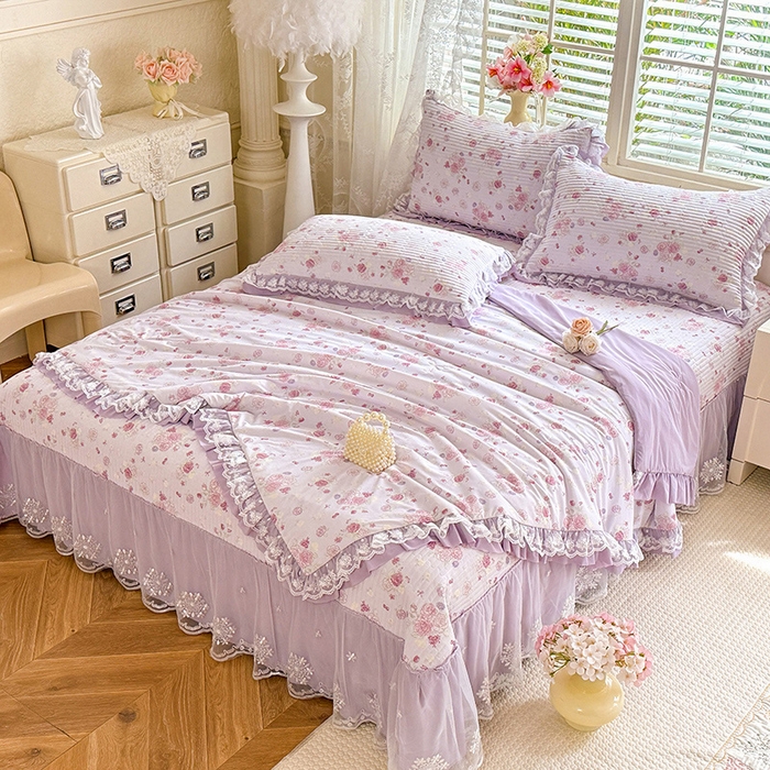 91家纺网 家纺一手货源 找家纺 苏米娜家纺SUMINA 苏米娜2026新款A类母婴级锦氨凉席夏被床盖款四件套夏凉被空调被床盖款凉席四件套 花屿梦