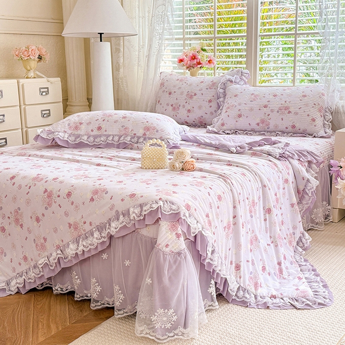 91家纺网 家纺一手货源 找家纺 苏米娜家纺SUMINA 苏米娜2026新款A类母婴级锦氨凉席夏被床盖款四件套夏凉被空调被床盖款凉席四件套 花屿梦