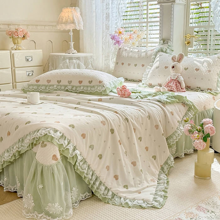 91家纺网 家纺一手货源 找家纺 苏米娜家纺SUMINA 苏米娜2026新款A类母婴级锦氨凉席夏被床盖款四件套夏凉被空调被床盖款凉席四件套 芯语-绿