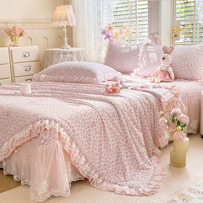 91家纺网 家纺一手货源 找家纺 苏米娜家纺SUMINA 苏米娜2026新款A类母婴级锦氨凉席夏被床盖款四件套夏凉被空调被床盖款凉席四件套 诺曼花园