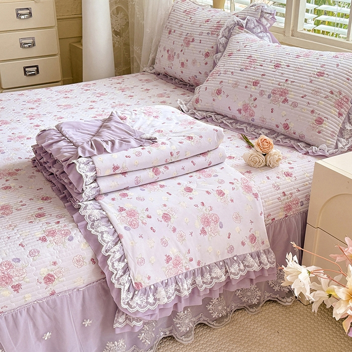 苏米娜家纺SUMINA 苏米娜2026新款A类母婴级锦氨凉席夏被床盖款四件套夏凉被空调被床盖款凉席四件套 花屿梦