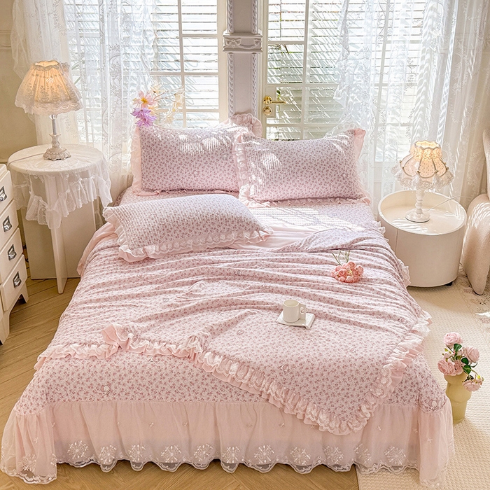 91家纺网 家纺一手货源 找家纺 苏米娜家纺SUMINA 苏米娜2026新款A类母婴级锦氨凉席夏被床盖款四件套夏凉被空调被床盖款凉席四件套 诺曼花园