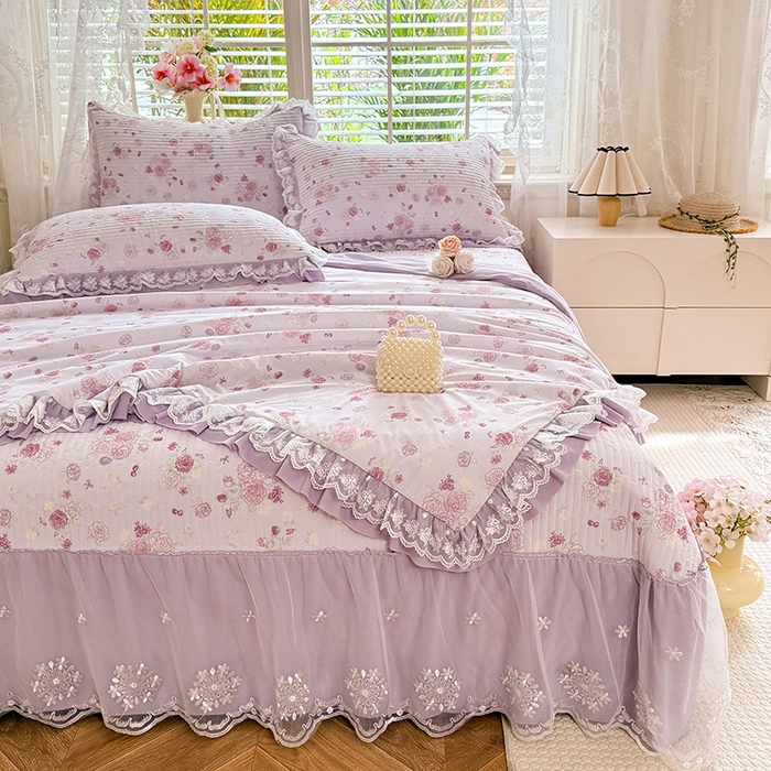 91家纺网 家纺一手货源 找家纺 苏米娜家纺SUMINA 苏米娜2026新款A类母婴级锦氨凉席夏被床盖款四件套夏凉被空调被床盖款凉席四件套 花屿梦