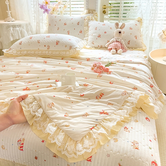 91家纺网 家纺一手货源 找家纺 苏米娜家纺SUMINA 苏米娜2026新款A类母婴级锦氨凉席夏被床盖款四件套夏凉被空调被床盖款凉席四件套 快乐星仔