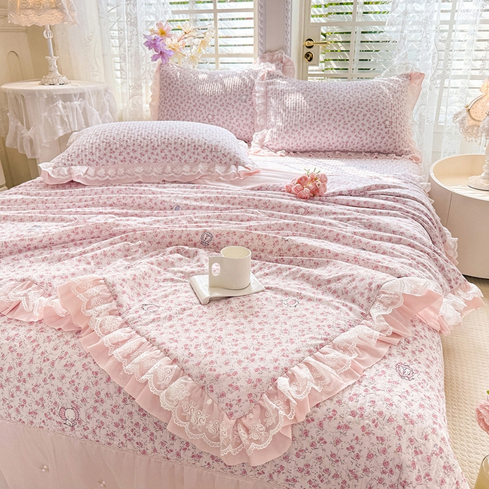 91家纺网 家纺一手货源 找家纺 苏米娜家纺SUMINA 苏米娜2026新款A类母婴级锦氨凉席夏被床盖款四件套夏凉被空调被床盖款凉席四件套 诺曼花园