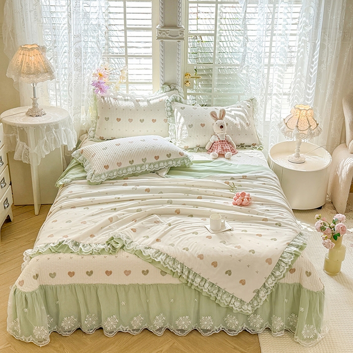 91家纺网 家纺一手货源 找家纺 苏米娜家纺SUMINA 苏米娜2026新款A类母婴级锦氨凉席夏被床盖款四件套夏凉被空调被床盖款凉席四件套 芯语-绿