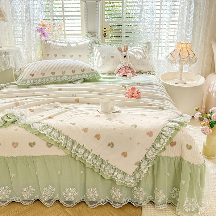 91家纺网 家纺一手货源 找家纺 苏米娜家纺SUMINA 苏米娜2026新款A类母婴级锦氨凉席夏被床盖款四件套夏凉被空调被床盖款凉席四件套 芯语-绿