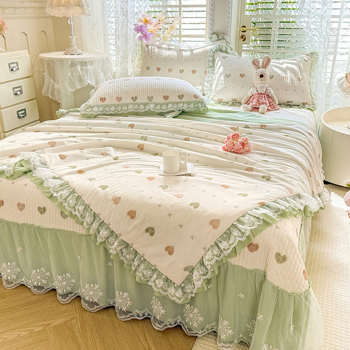 91家纺网 家纺一手货源 找家纺 苏米娜家纺SUMINA 苏米娜2026新款A类母婴级锦氨凉席夏被床盖款四件套夏凉被空调被床盖款凉席四件套 芯语-绿