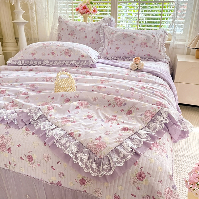 91家纺网 家纺一手货源 找家纺 苏米娜家纺SUMINA 苏米娜2026新款A类母婴级锦氨凉席夏被床盖款四件套夏凉被空调被床盖款凉席四件套 花屿梦