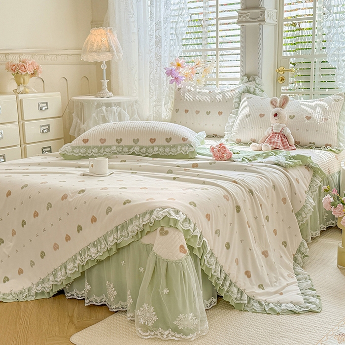 91家纺网 家纺一手货源 找家纺 苏米娜家纺SUMINA 苏米娜2026新款A类母婴级锦氨凉席夏被床盖款四件套夏凉被空调被床盖款凉席四件套 芯语-绿