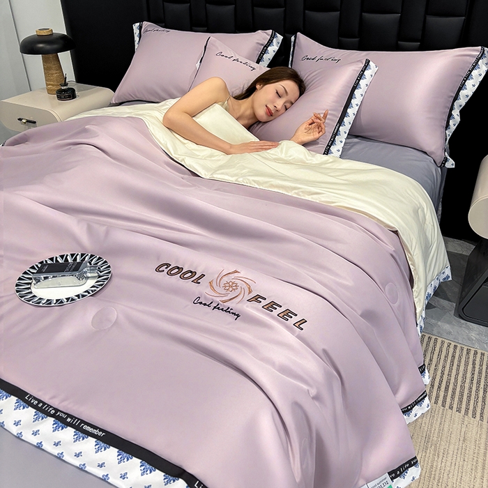 91家纺网 家纺一手货源 找家纺 （总）联林2026新款纯色针织凉感丝空调被详情