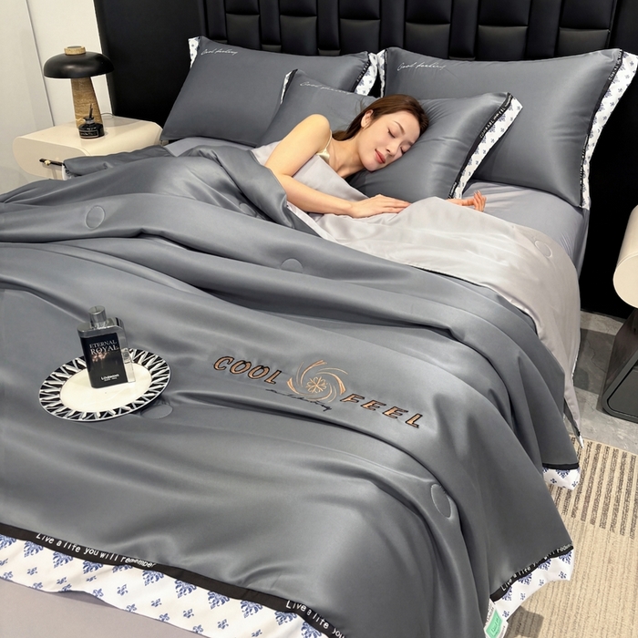 91家纺网 家纺一手货源 找家纺 （总）联林2026新款纯色针织凉感丝空调被详情