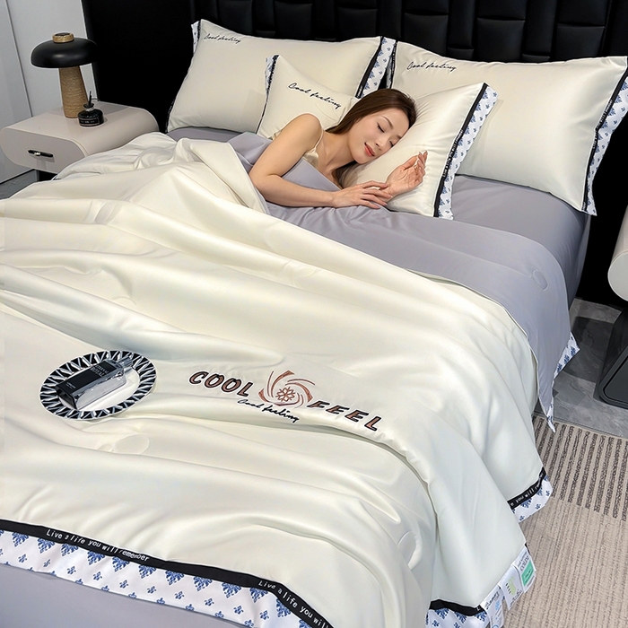 91家纺网 家纺一手货源 找家纺 （总）联林2026新款纯色针织凉感丝空调被详情