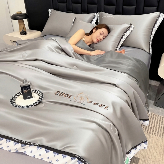 91家纺网 家纺一手货源 找家纺 （总）联林2026新款纯色针织凉感丝空调被详情