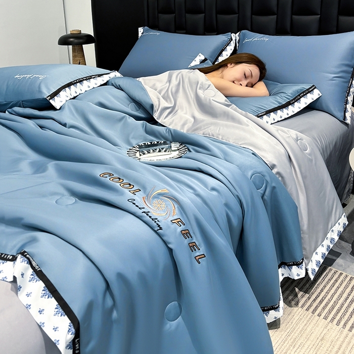 91家纺网 家纺一手货源 找家纺 （总）联林2026新款纯色针织凉感丝空调被详情