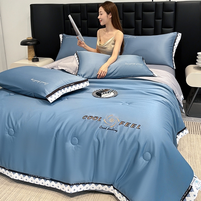 91家纺网 家纺一手货源 找家纺 （总）联林2026新款纯色针织凉感丝空调被详情