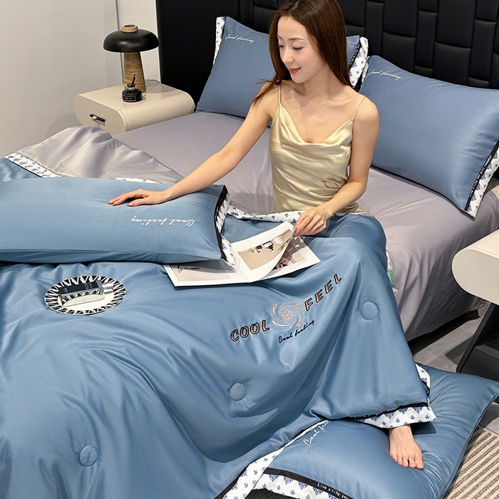 91家纺网 家纺一手货源 找家纺 （总）联林2026新款纯色针织凉感丝空调被详情