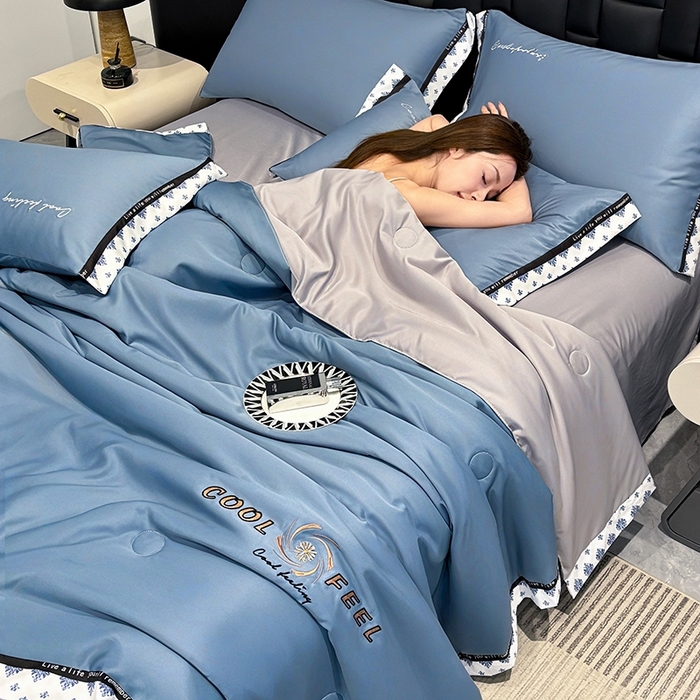 91家纺网 家纺一手货源 找家纺 （总）联林2026新款纯色针织凉感丝空调被详情