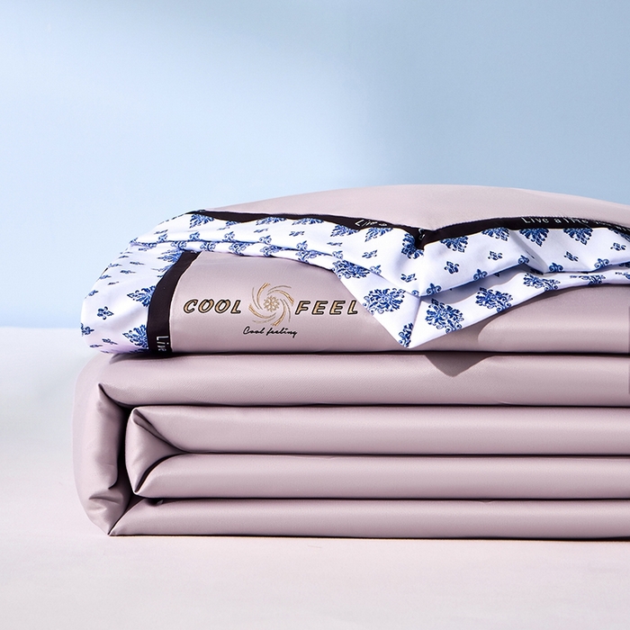 91家纺网 家纺一手货源 找家纺 联林2026新款纯色针织凉感丝空调被详情 丁香紫-梧桐杏