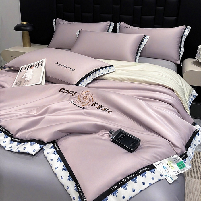 91家纺网 家纺一手货源 找家纺 联林2026新款纯色针织凉感丝空调被详情 丁香紫-梧桐杏