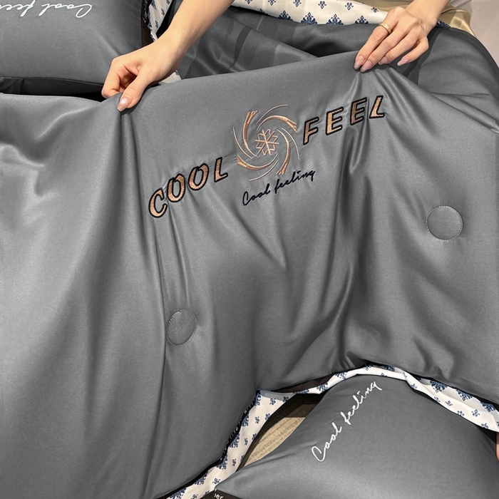 91家纺网 家纺一手货源 找家纺 联林2026新款纯色针织凉感丝空调被详情 高级灰-山灰