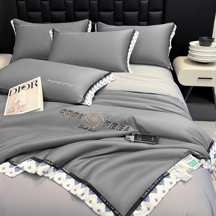 91家纺网 家纺一手货源 找家纺 联林2026新款纯色针织凉感丝空调被详情 高级灰-山灰