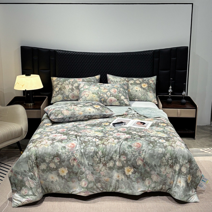 91家纺网 家纺一手货源 找家纺 联林2026新款玻尿酸针织凉感丝夏被夏凉被 晨露 灰