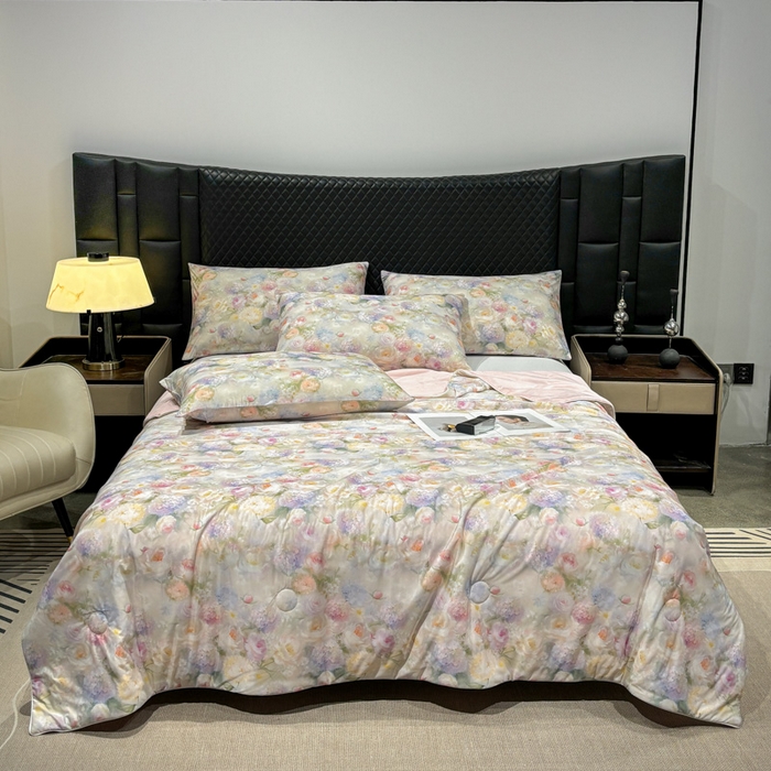 91家纺网 家纺一手货源 找家纺 联林2026新款玻尿酸针织凉感丝夏被夏凉被 梦柔云瑾 黄