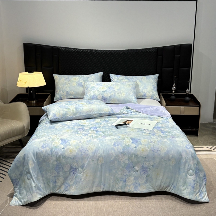 91家纺网 家纺一手货源 找家纺 联林2026新款玻尿酸针织凉感丝夏被夏凉被 迷香 紫