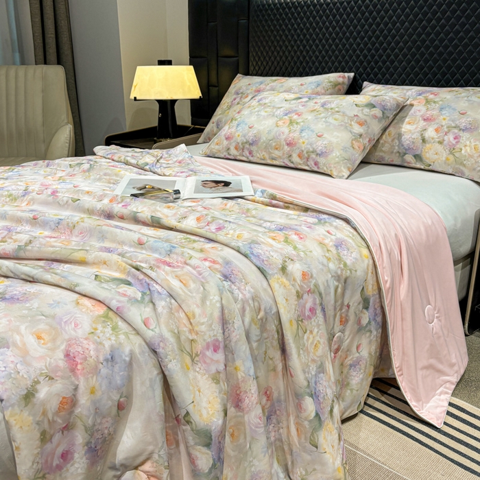 91家纺网 家纺一手货源 找家纺 联林2026新款玻尿酸针织凉感丝夏被夏凉被 梦柔云瑾 黄