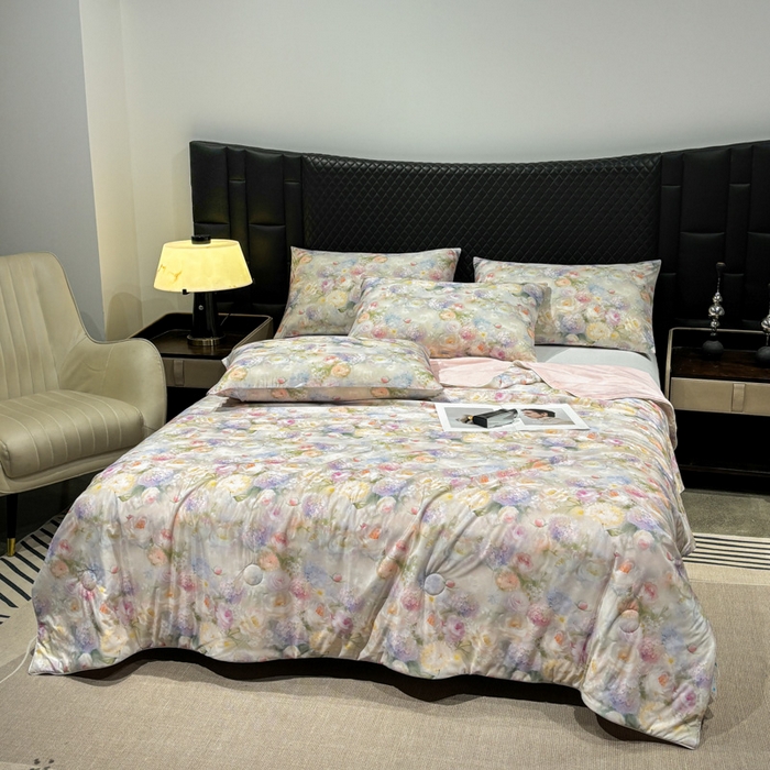 91家纺网 家纺一手货源 找家纺 联林2026新款玻尿酸针织凉感丝夏被夏凉被 梦柔云瑾 黄