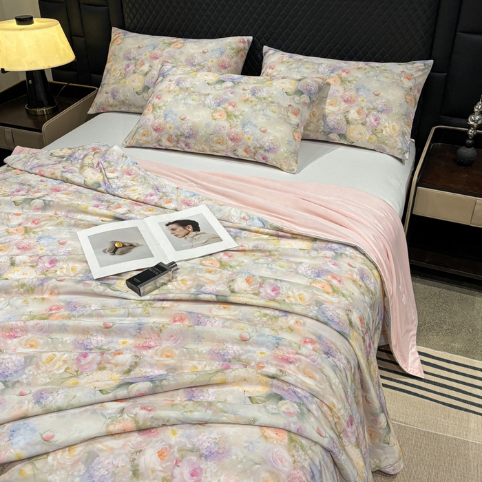 91家纺网 家纺一手货源 找家纺 联林2026新款玻尿酸针织凉感丝夏被夏凉被 梦柔云瑾 黄