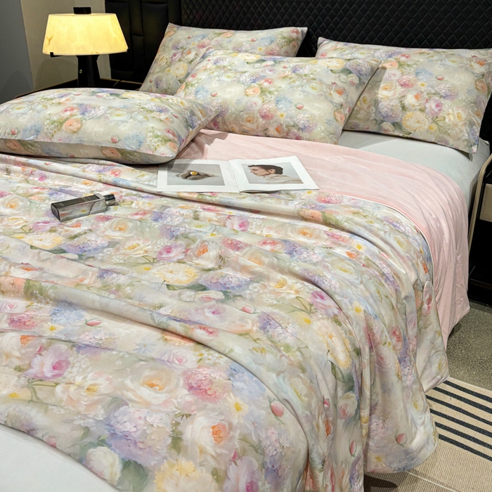 91家纺网 家纺一手货源 找家纺 联林2026新款玻尿酸针织凉感丝夏被夏凉被 梦柔云瑾 黄