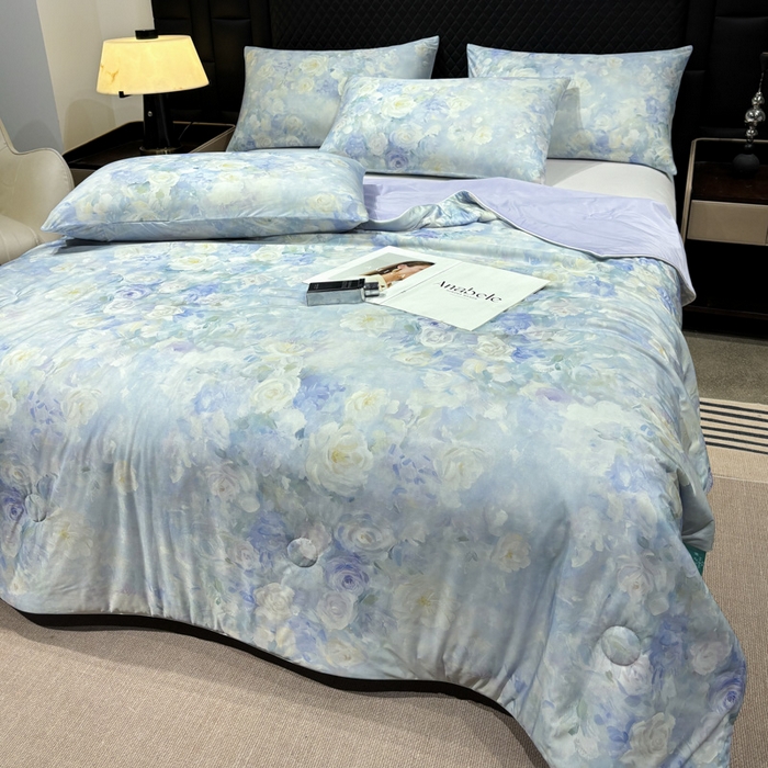 91家纺网 家纺一手货源 找家纺 联林2026新款玻尿酸针织凉感丝夏被夏凉被 迷香 紫