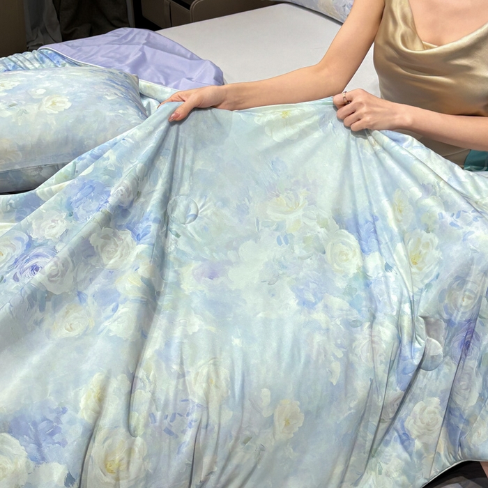 91家纺网 家纺一手货源 找家纺 联林2026新款玻尿酸针织凉感丝夏被夏凉被 迷香 紫