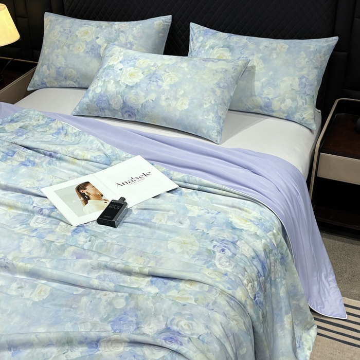 91家纺网 家纺一手货源 找家纺 联林2026新款玻尿酸针织凉感丝夏被夏凉被 迷香 紫