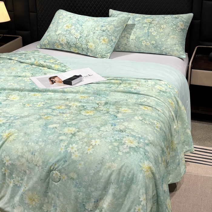 91家纺网 家纺一手货源 找家纺 联林2026新款玻尿酸针织凉感丝夏被夏凉被 茉影 绿