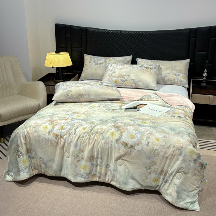 91家纺网 家纺一手货源 找家纺 联林2026新款玻尿酸针织凉感丝夏被夏凉被 伊芙 玉