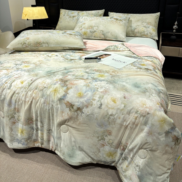 91家纺网 家纺一手货源 找家纺 联林2026新款玻尿酸针织凉感丝夏被夏凉被 伊芙 玉