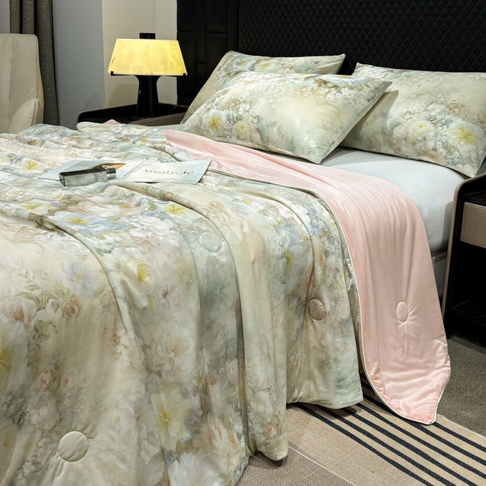 91家纺网 家纺一手货源 找家纺 联林2026新款玻尿酸针织凉感丝夏被夏凉被 伊芙 玉