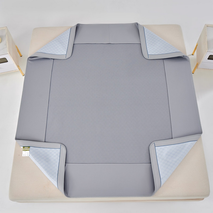 91家纺网 家纺一手货源 找家纺 （总）小牛席业 2026新款棋盘格冰丝席（腊肠狗贴布绣）凉席三件套-床笠款