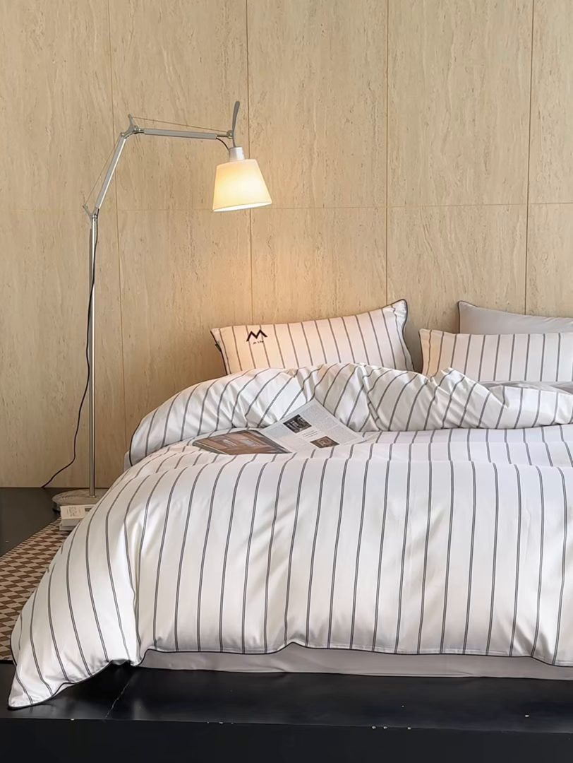 91家纺网 家纺一手货源 找家纺 安莱生活 2026新款天丝棉滚边款刺绣织序系列四件套 织序-白巧