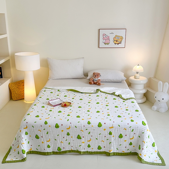 91家纺网 家纺一手货源 找家纺 慕婷家纺 2026新款婴儿纱布浴巾浴巾全棉六层纱布泡泡纱布毛巾被 牛油果