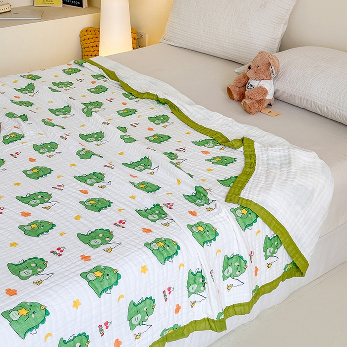 91家纺网 家纺一手货源 找家纺 慕婷家纺 2026新款婴儿纱布浴巾浴巾全棉六层纱布泡泡纱布毛巾被 小青龙