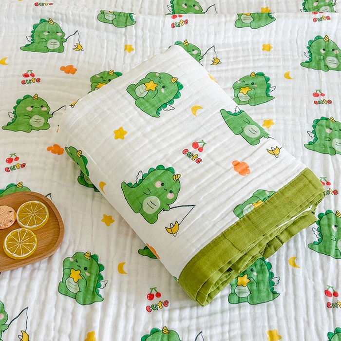 91家纺网 家纺一手货源 找家纺 慕婷家纺 2026新款婴儿纱布浴巾浴巾全棉六层纱布泡泡纱布毛巾被 小青龙