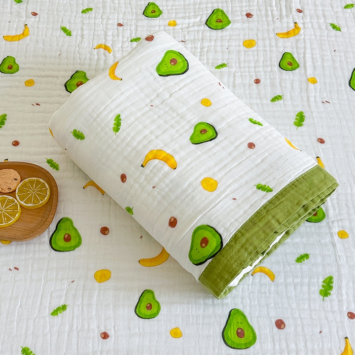 91家纺网 家纺一手货源 找家纺 慕婷家纺 2026新款婴儿纱布浴巾浴巾全棉六层纱布泡泡纱布毛巾被 牛油果