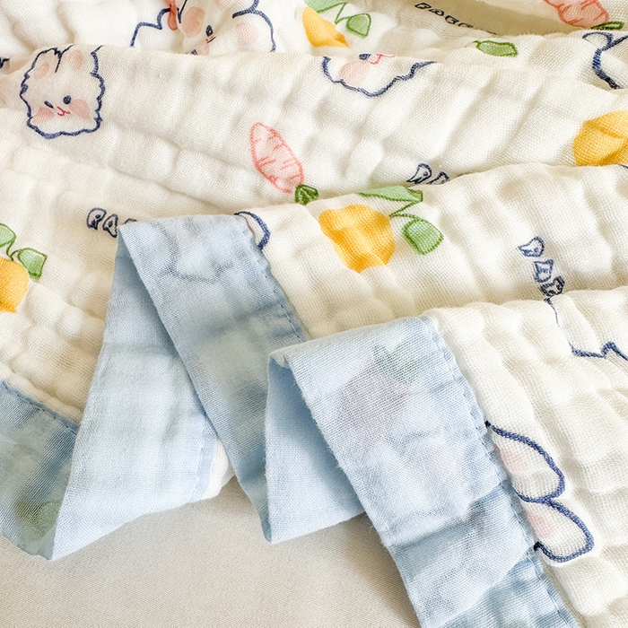 91家纺网 家纺一手货源 找家纺 慕婷家纺 2026新款婴儿纱布浴巾浴巾全棉六层纱布泡泡纱布毛巾被 字母兔