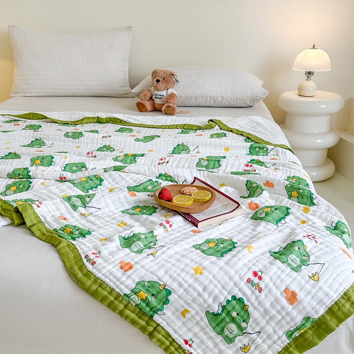 91家纺网 家纺一手货源 找家纺 慕婷家纺 2026新款婴儿纱布浴巾浴巾全棉六层纱布泡泡纱布毛巾被 小青龙